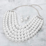 Pearl Beaded Multi Strand Statement Necklace - Madeline Love - Flyclothing LLC