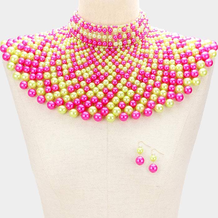 Pearl armor bib choker necklace - Madeline Love - Flyclothing LLC