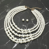 Classic Pearl Beaded Multi Strand Statement Necklace - Madeline Love - Flyclothing LLC