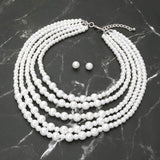 Classic Pearl Beaded Multi Strand Statement Necklace - Madeline Love - Flyclothing LLC
