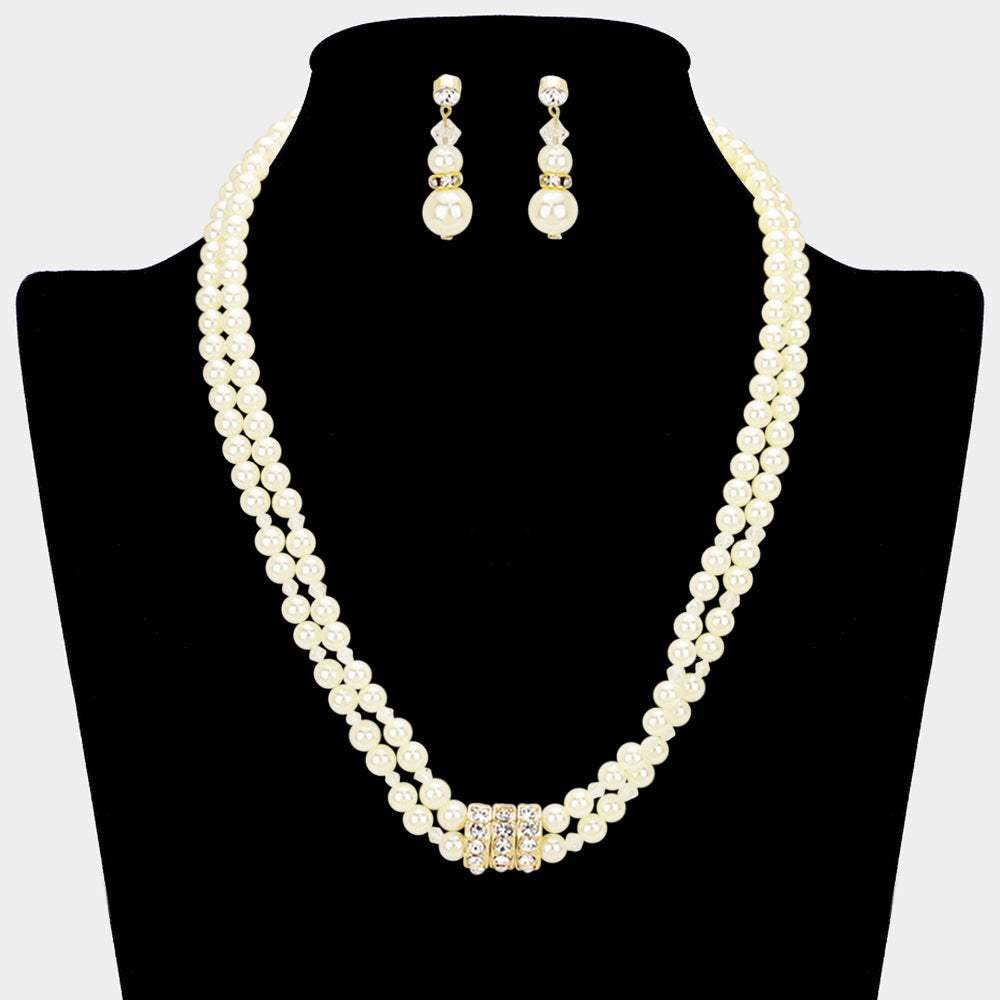Layered Pearl Stone Accented Necklace - Madeline Love - Flyclothing LLC