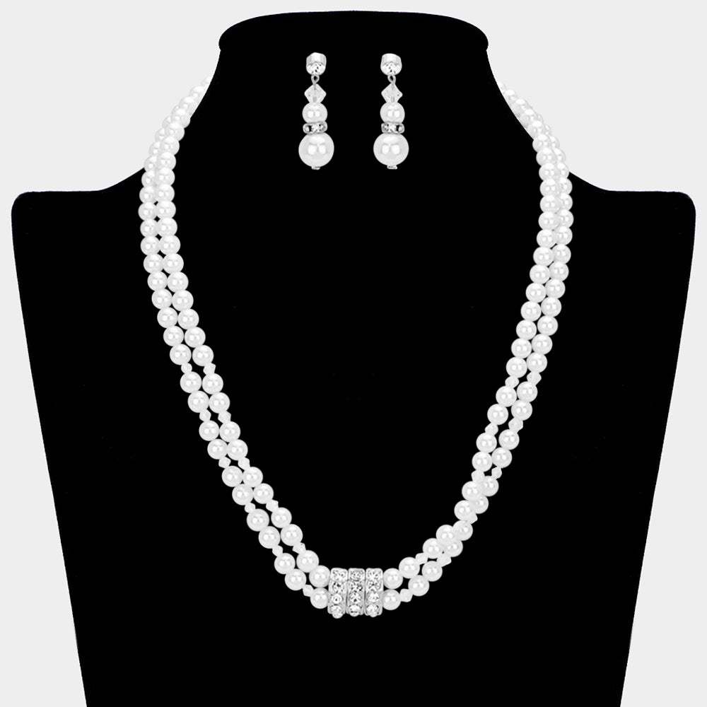 Layered Pearl Stone Accented Necklace - Madeline Love - Flyclothing LLC