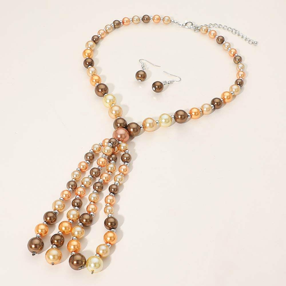 Pearl Cluster Tassel Statement Necklace - Madeline Love - Flyclothing LLC