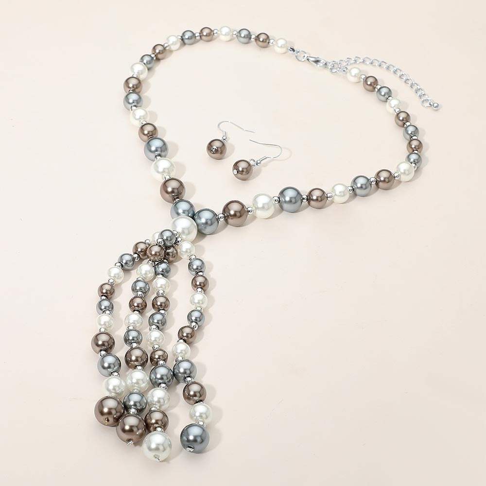 Pearl Cluster Tassel Statement Necklace - Madeline Love - Flyclothing LLC