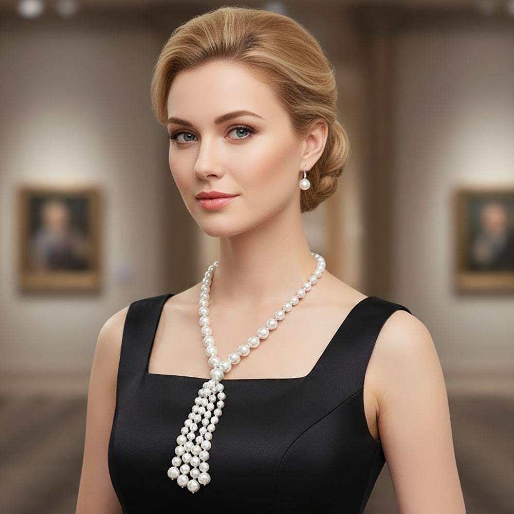 Pearl Cluster Tassel Statement Necklace - Madeline Love - Flyclothing LLC