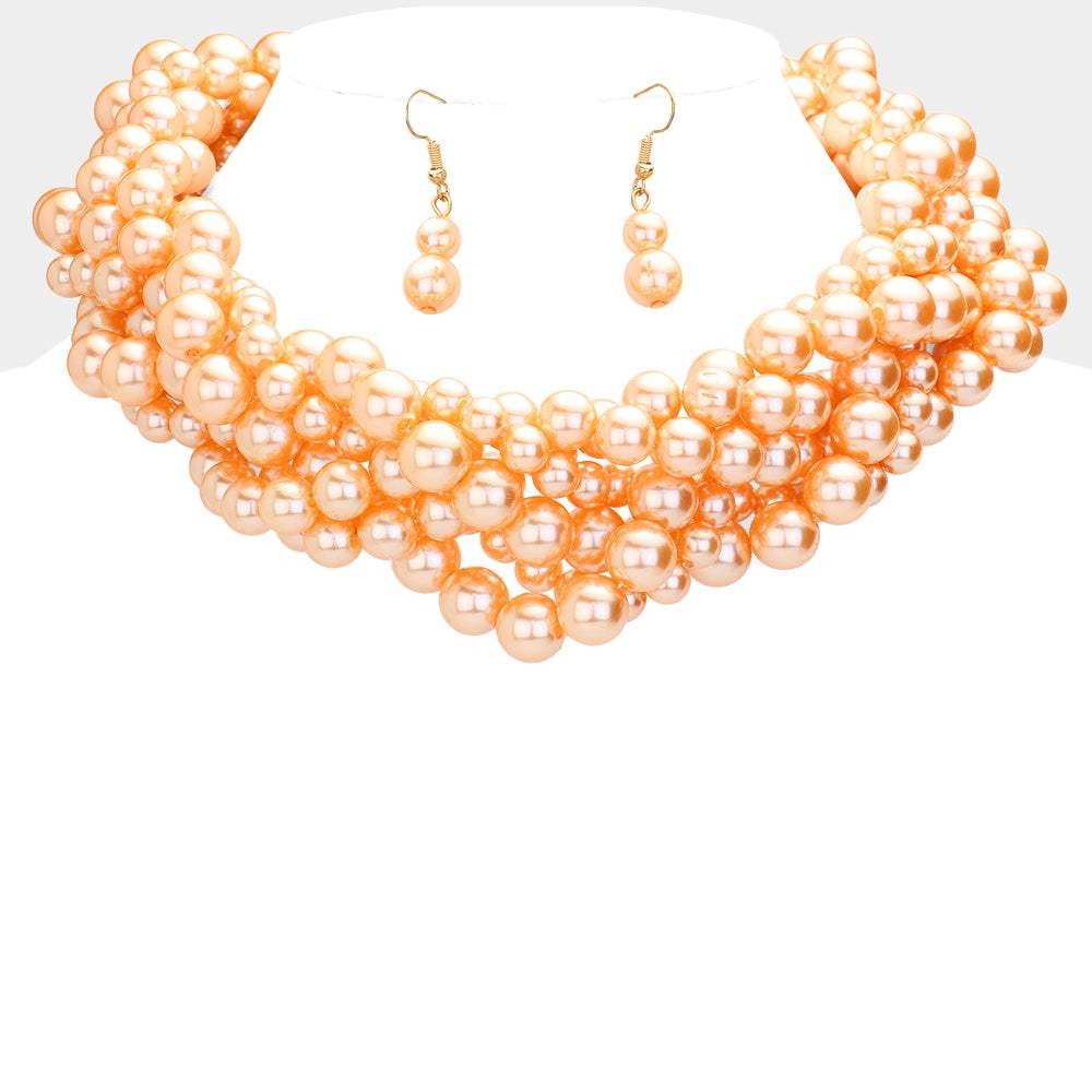 Twisted Multi-Strand Pearl Necklace - Madeline Love - Flyclothing LLC