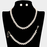 3PCS Braided Chain Pearl Necklace Jewelry Set - Madeline Love - Flyclothing LLC