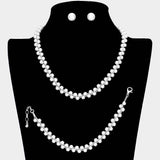 3PCS Braided Chain Pearl Necklace Jewelry Set - Madeline Love - Flyclothing LLC