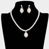 Pearl Centered Rhinestone Embellished Pendant Necklace - Madeline Love - Flyclothing LLC