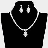 Pearl Centered Rhinestone Embellished Pendant Necklace - Madeline Love - Flyclothing LLC