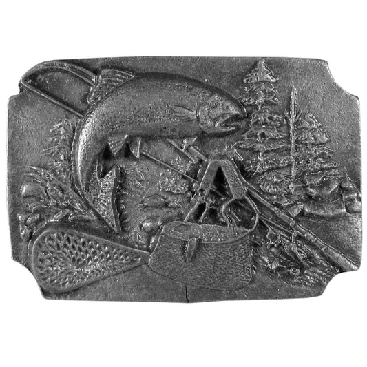 Fishing Antiqued Lapel Pin - Siskiyou Originals - Flyclothing LLC