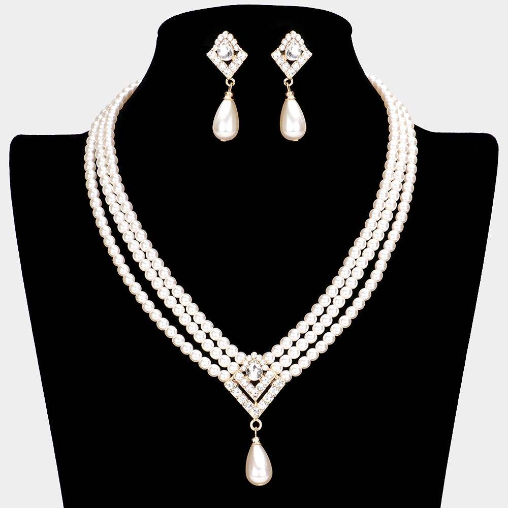 Triple Layered Pearl Necklace - Madeline Love - Flyclothing LLC