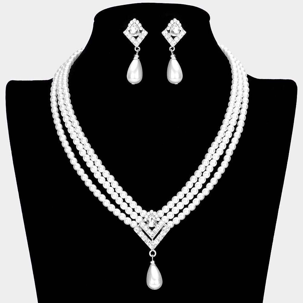 Triple Layered Pearl Necklace - Madeline Love - Flyclothing LLC