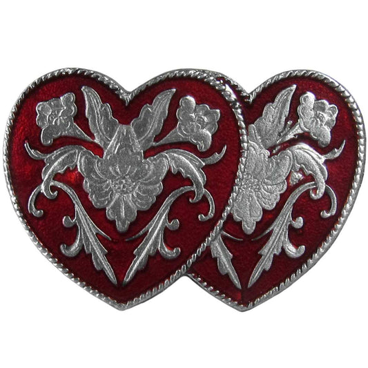 Double Heart with Flower Scroll Lapel Pin - Siskiyou Originals - Flyclothing LLC