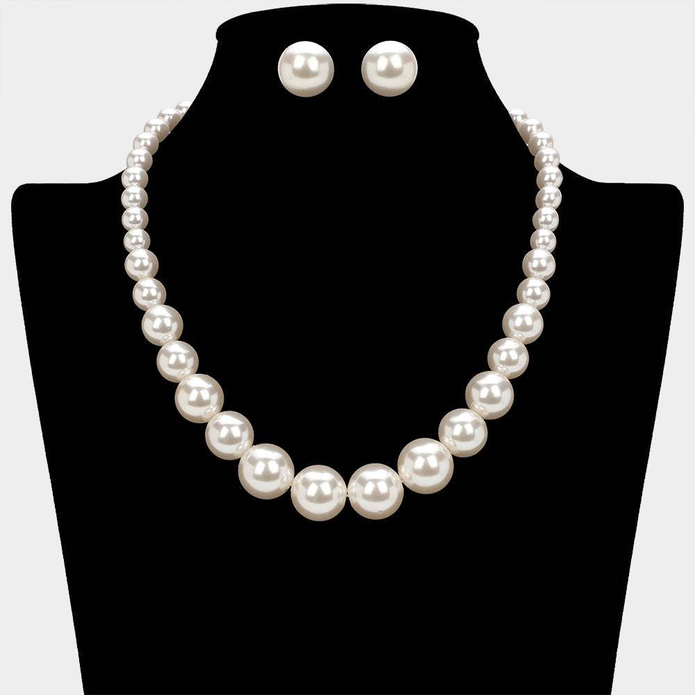 Pearl Necklace Earring Set - Madeline Love - Flyclothing LLC