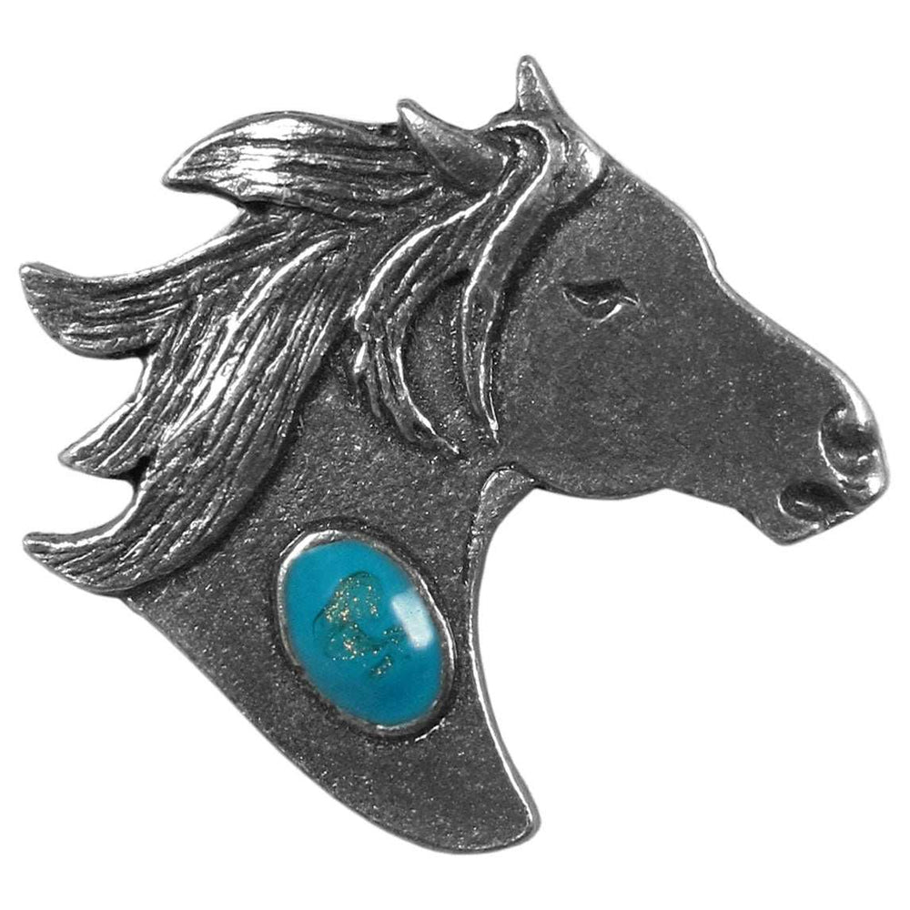 Horse with Torquoise Accent Lapel Pin - Siskiyou Originals - Flyclothing LLC