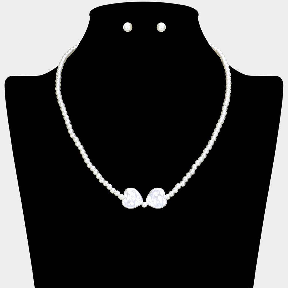 Pearl Heart Pointed Necklace - Madeline Love - Flyclothing LLC