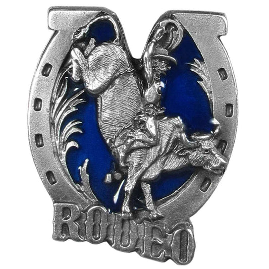 Bull Rider with Horseshoe Background Lapel Pin - Siskiyou Originals - Flyclothing LLC