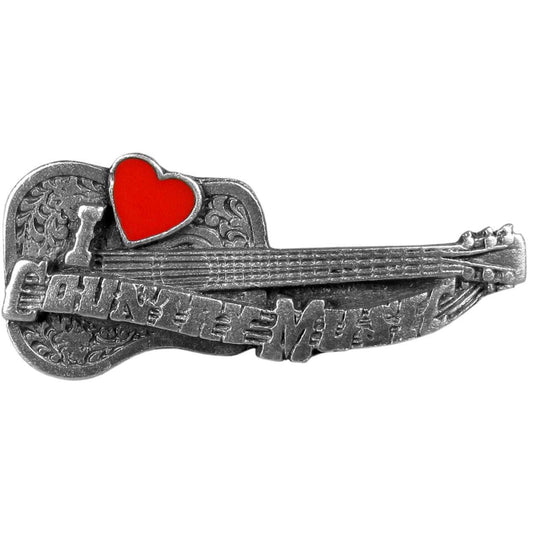 I Love Country Music Guitar Lapel Pin - Siskiyou Originals - Flyclothing LLC