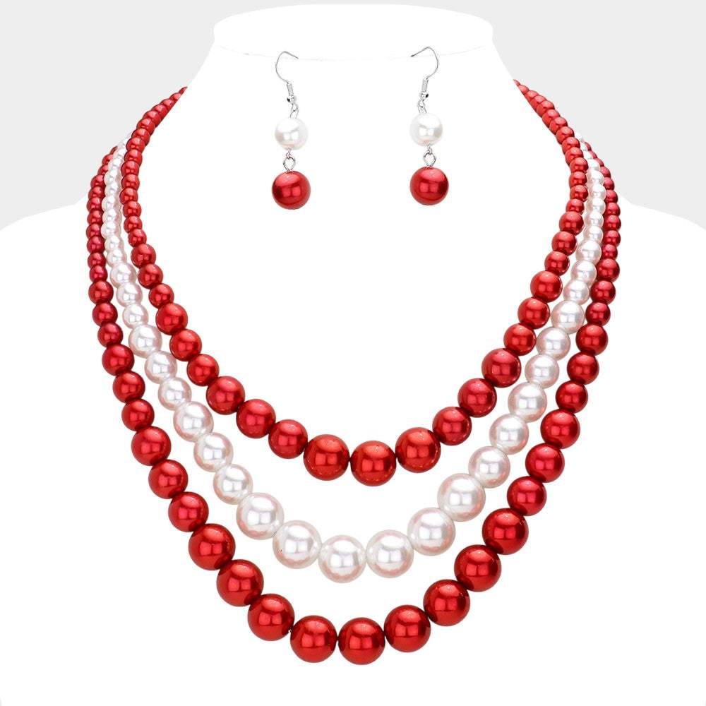Triple Layered Pearl Necklace - Madeline Love - Flyclothing LLC
