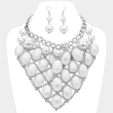 Pearl Chain Link Statement Bib Necklace - Madeline Love - Flyclothing LLC