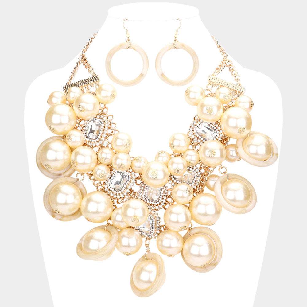 Pearl Cluster Statement Necklace - Madeline Love - Flyclothing LLC