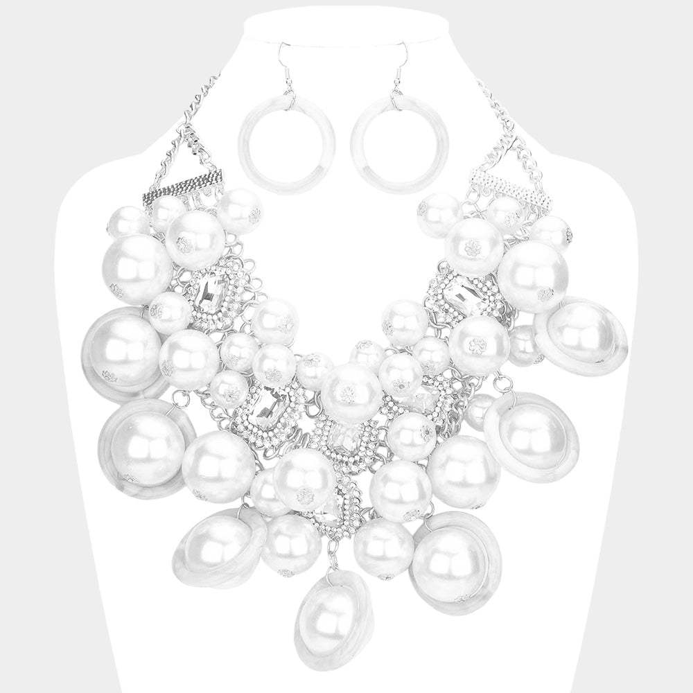Pearl Cluster Statement Necklace - Madeline Love - Flyclothing LLC