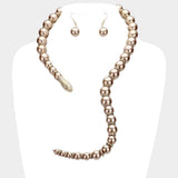 Pearl Beaded Snake Open Necklace - Madeline Love - Flyclothing LLC