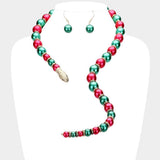 Pearl Beaded Snake Open Necklace - Madeline Love - Flyclothing LLC