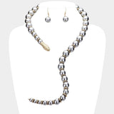 Pearl Beaded Snake Open Necklace - Madeline Love - Flyclothing LLC