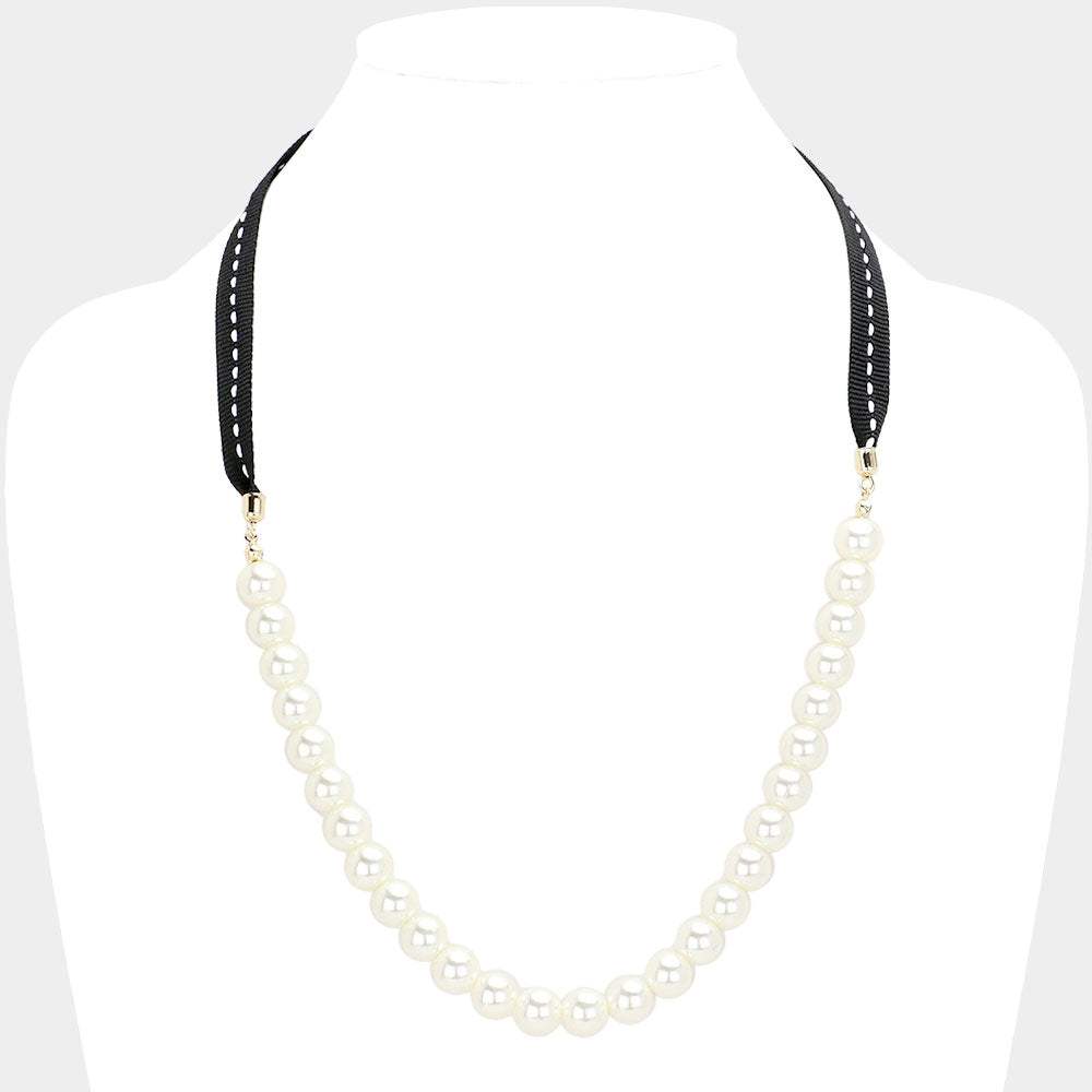 Ribbon Pearl Necklace - Madeline Love - Flyclothing LLC