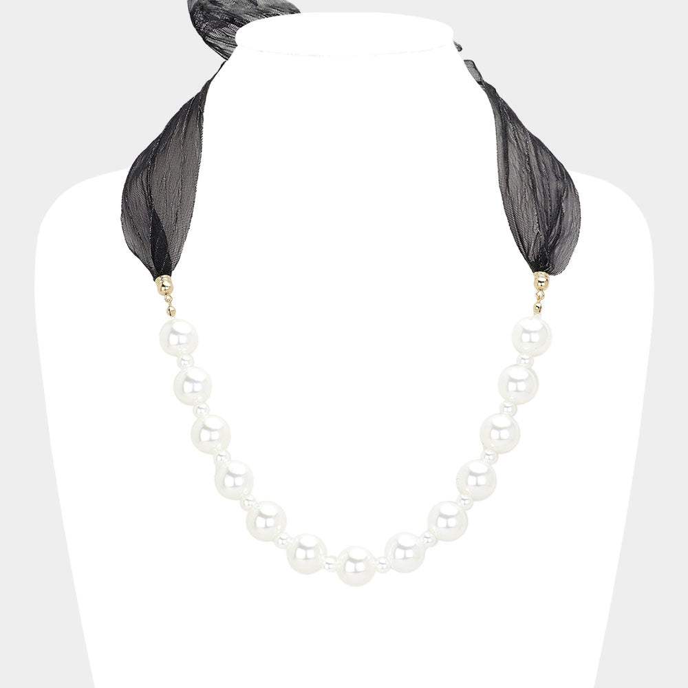 Ribbon Pearl Necklace - Madeline Love - Flyclothing LLC
