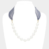 Ribbon Pearl Necklace - Madeline Love - Flyclothing LLC