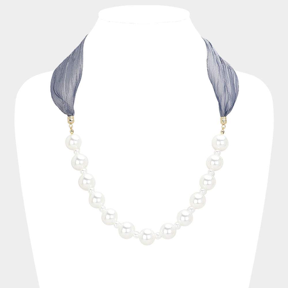 Ribbon Pearl Necklace - Madeline Love - Flyclothing LLC