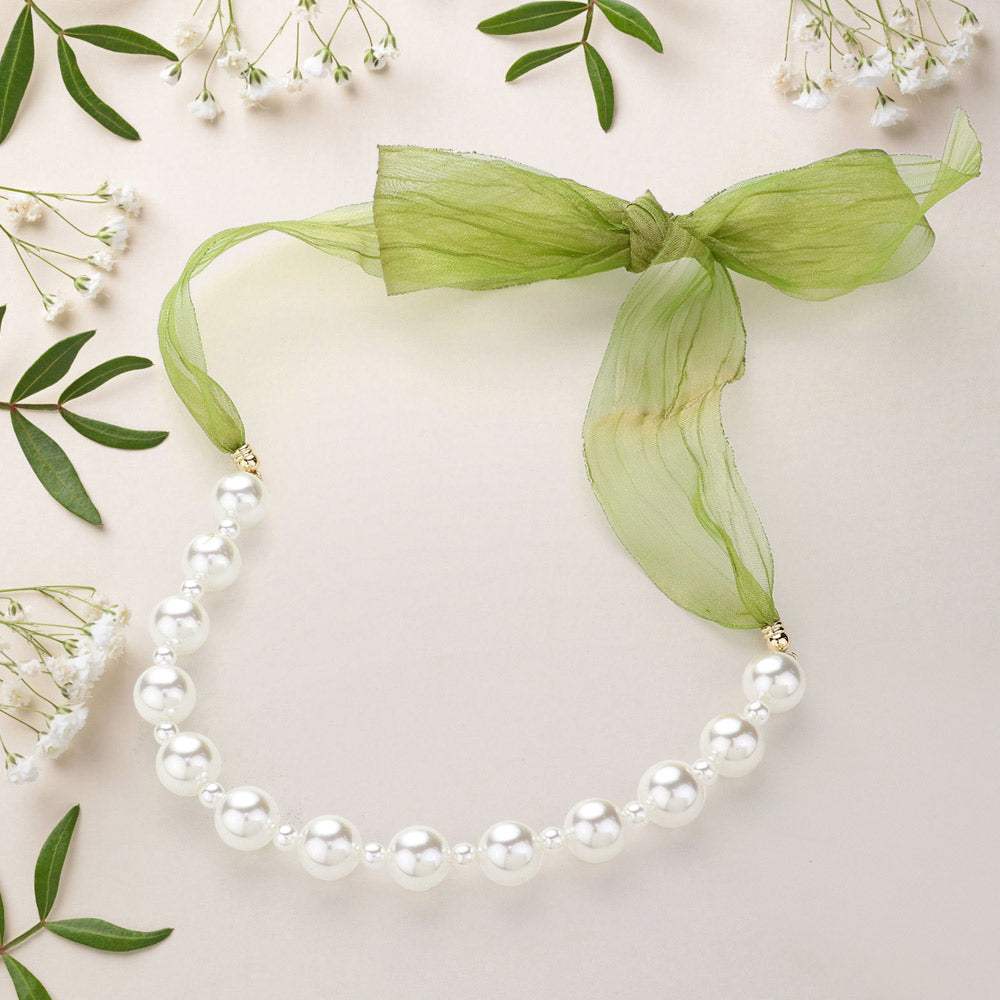 Ribbon Pearl Necklace - Madeline Love - Flyclothing LLC