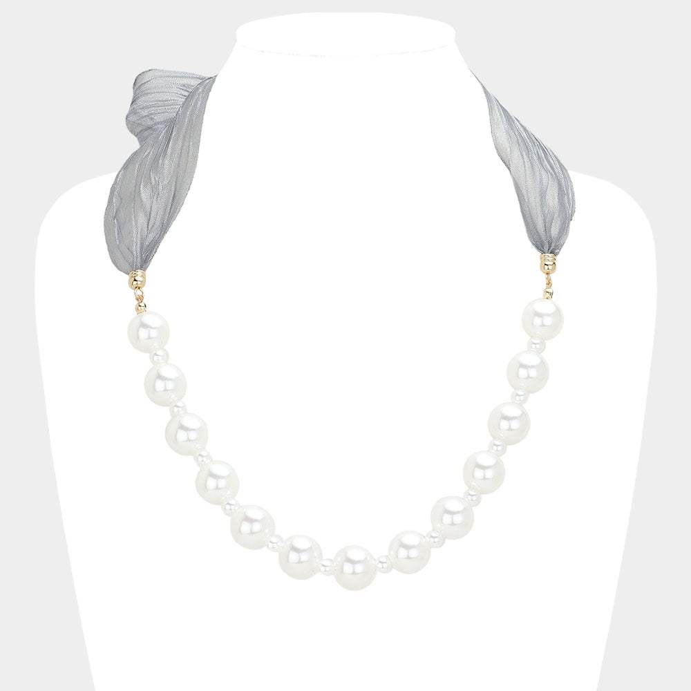 Ribbon Pearl Necklace - Madeline Love - Flyclothing LLC