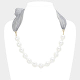 Ribbon Pearl Necklace - Madeline Love - Flyclothing LLC