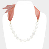 Ribbon Pearl Necklace - Madeline Love - Flyclothing LLC