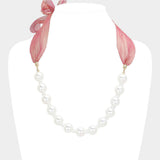 Ribbon Pearl Necklace - Madeline Love - Flyclothing LLC