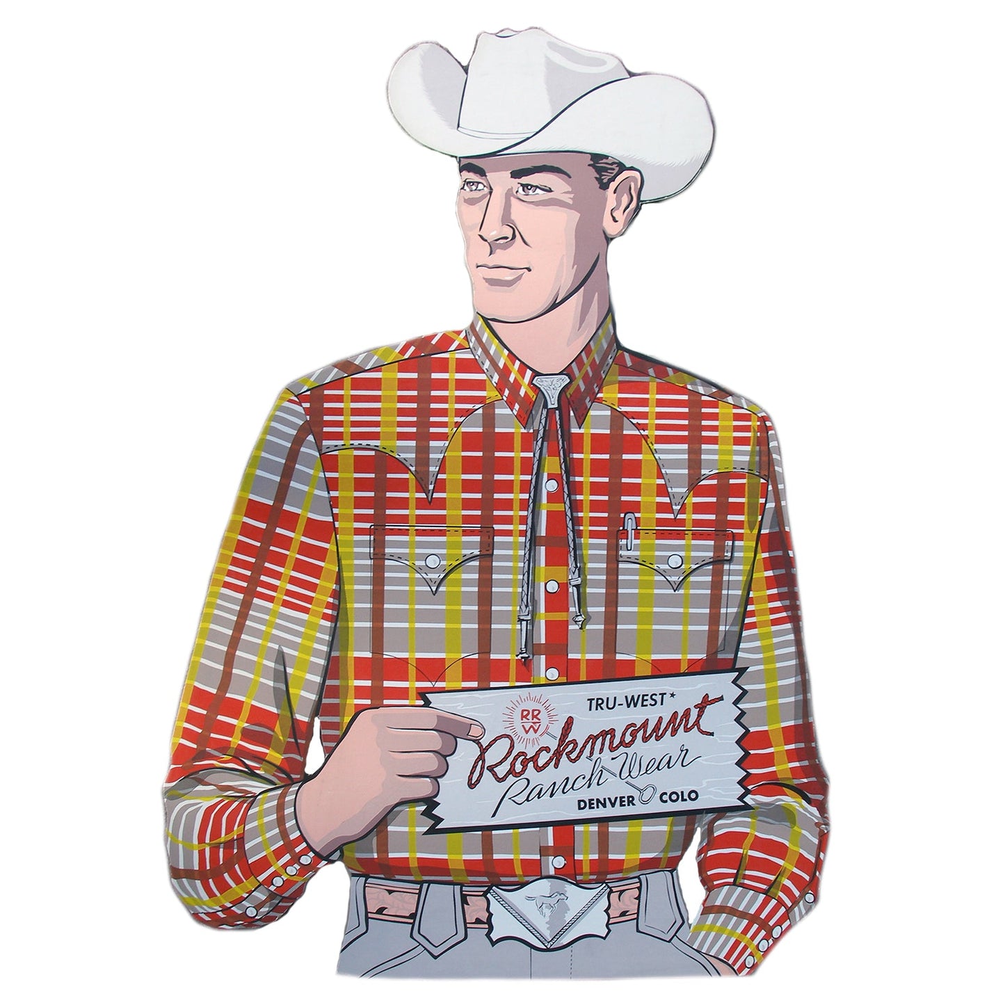 Rockmount Ranch Wear Red/Grey Plaid Vintage Western Cowboy Poster - Rockmount Clothing - Flyclothing LLC
