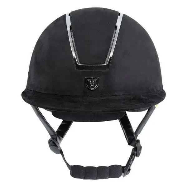Tipperary Windsor with MIPS Wide Brim - Black UltraSuede Shell w/ Chrome Trim and Black UltraSuede Top - Breeches.com - Flyclothing LLC