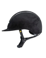 Tipperary Windsor with MIPS Wide Brim - Black UltraSuede Shell w/ Chrome Trim and Black UltraSuede Top - Breeches.com - Flyclothing LLC