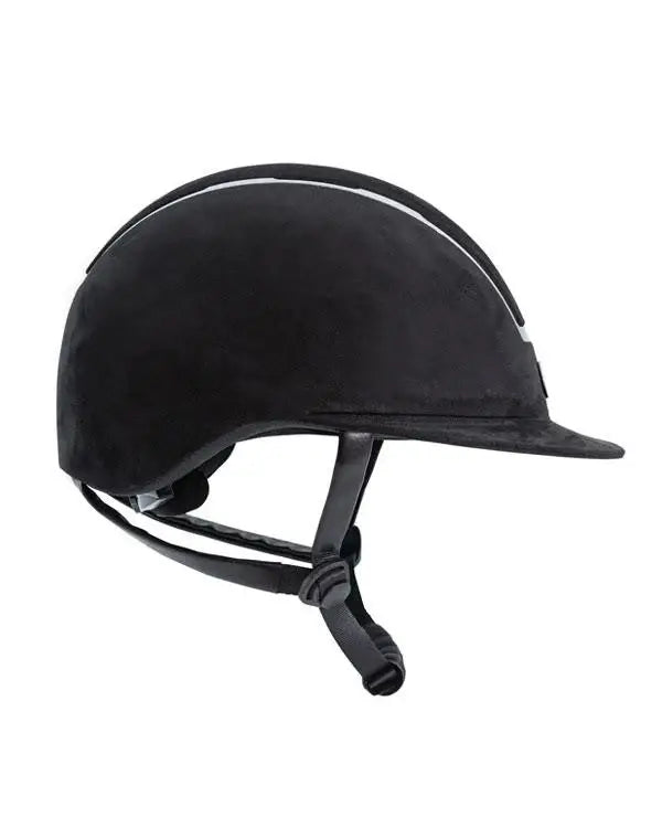 Tipperary Windsor with MIPS Wide Brim - Black UltraSuede Shell w/ Chrome Trim and Black UltraSuede Top - Breeches.com - Flyclothing LLC