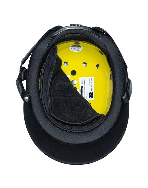 Tipperary Windsor with MIPS Wide Brim - Black UltraSuede Shell w/ Chrome Trim and Black UltraSuede Top - Breeches.com - Flyclothing LLC