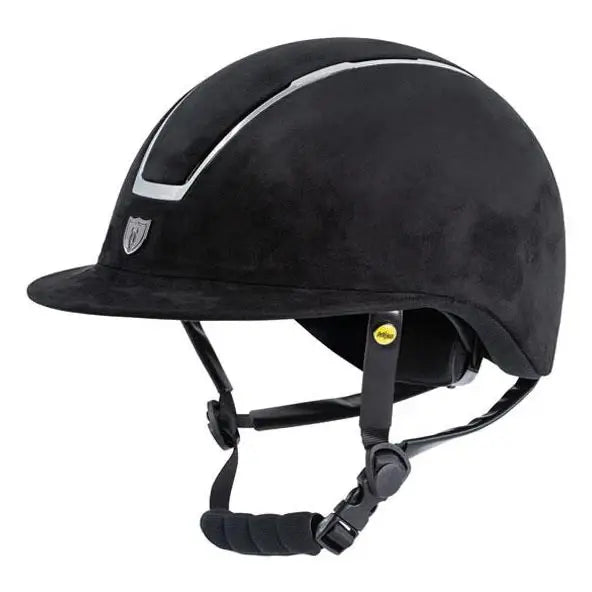 Tipperary Windsor with MIPS Wide Brim - Black UltraSuede Shell w/ Chrome Trim and Black UltraSuede Top - Breeches.com - Flyclothing LLC