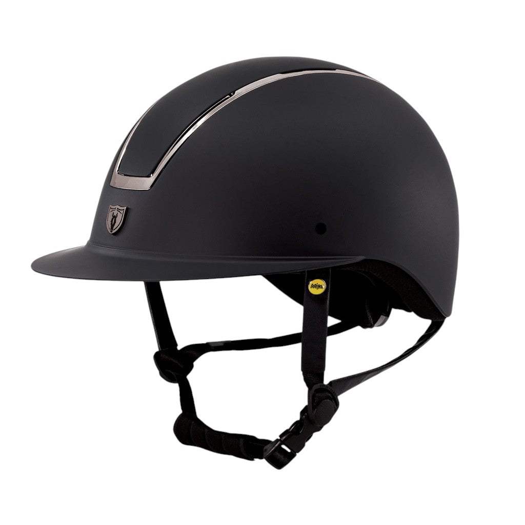 Tipperary Windsor with MIPS Wide Brim - Black UltraSuede Shell w/ Chrome Trim and Black UltraSuede Top - Breeches.com - Flyclothing LLC