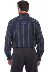 Scully Leather Navy SKULL STRIPE Shirt - Scully Leather