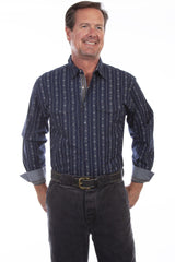 Scully Leather Navy SKULL STRIPE Shirt - Scully Leather