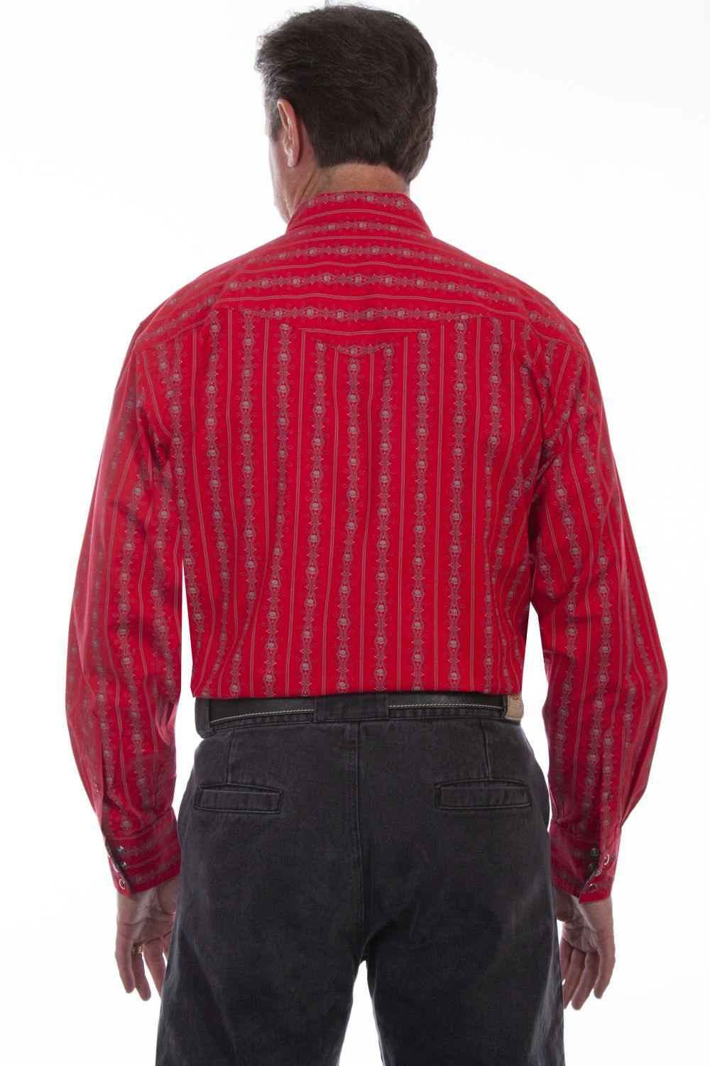 Scully Leather Red SKULL STRIPE Shirt - Scully Leather