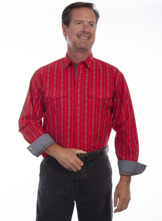 Scully Leather Red SKULL STRIPE Shirt - Scully Leather